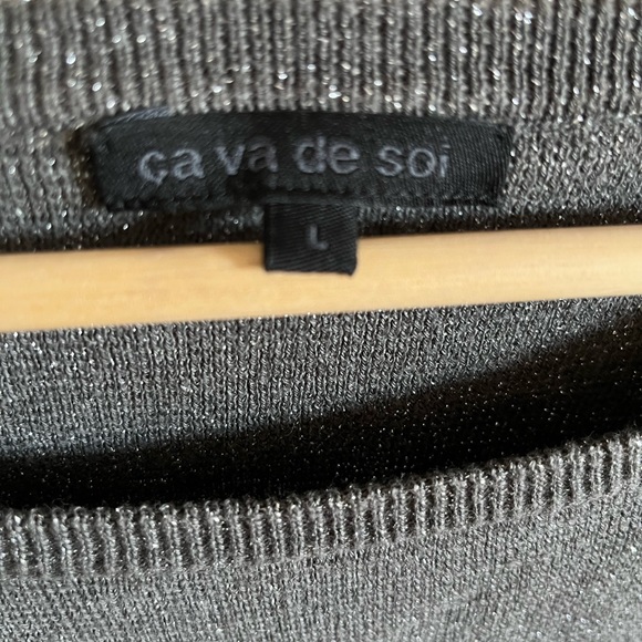 Beautiful Ca va de soi steel grey sweater dress with metallic threads, sz L. - Picture 2 of 5